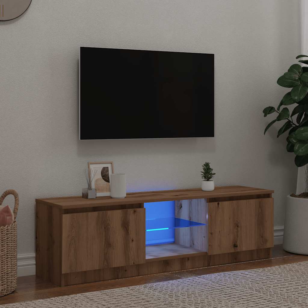 vidaXL Mueble de TV luces LED madera roble artisan 120x30x36 cm