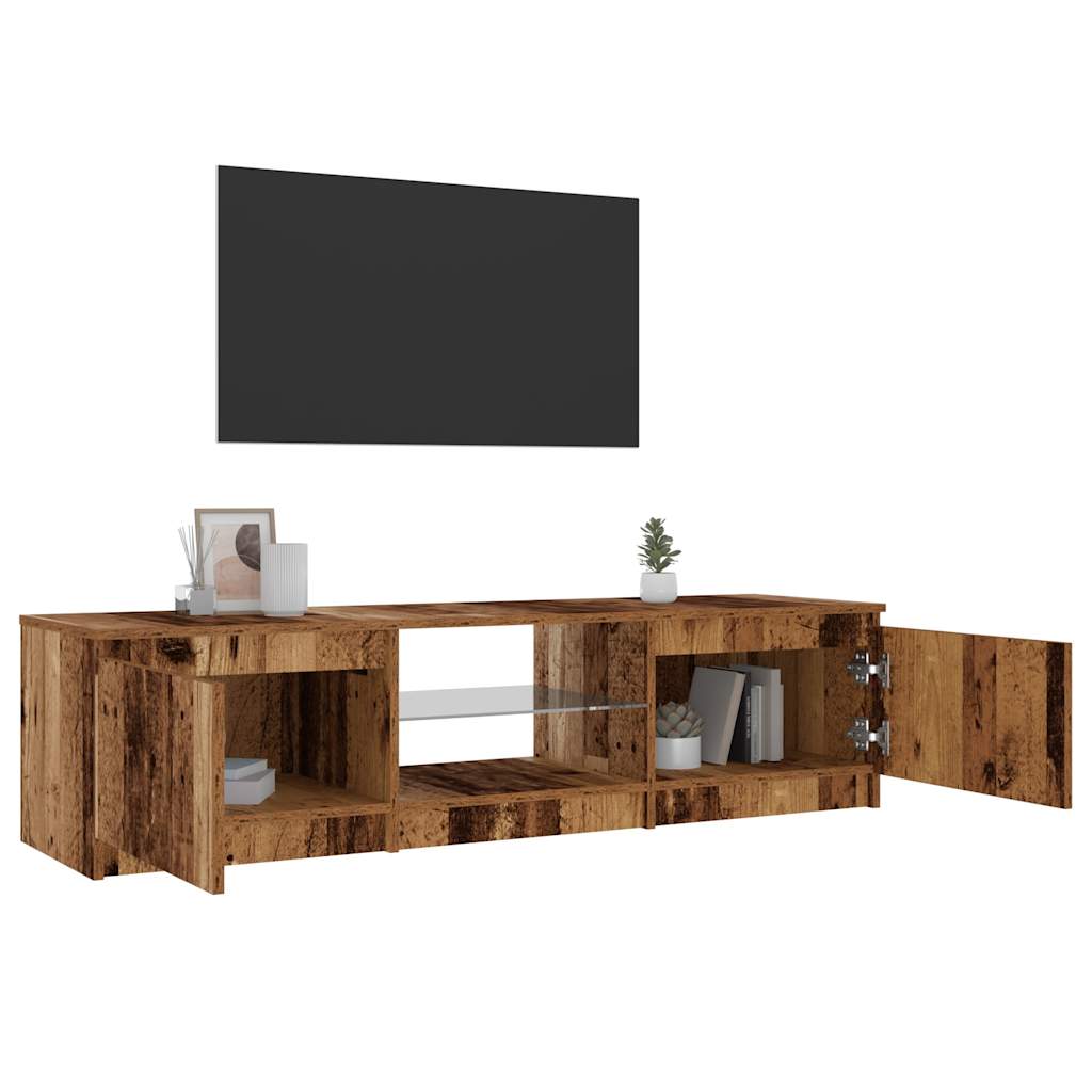 vidaXL Mueble TV luces LED madera ingeniería envejecida 140x40x35,5 cm