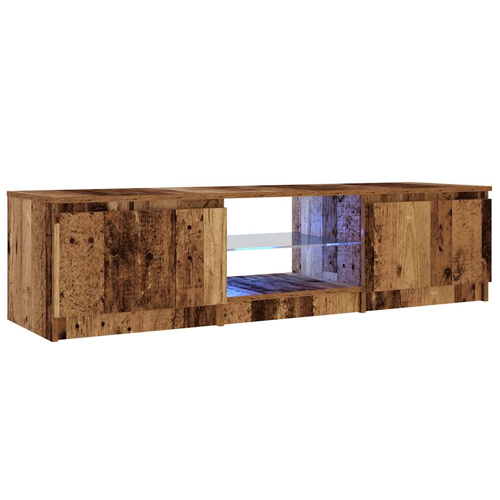 vidaXL Mueble TV luces LED madera ingeniería envejecida 140x40x35,5 cm