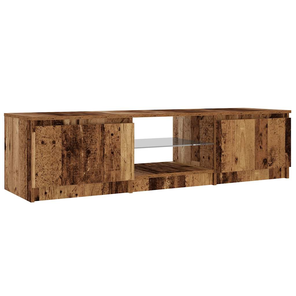 vidaXL Mueble TV luces LED madera ingeniería envejecida 140x40x35,5 cm