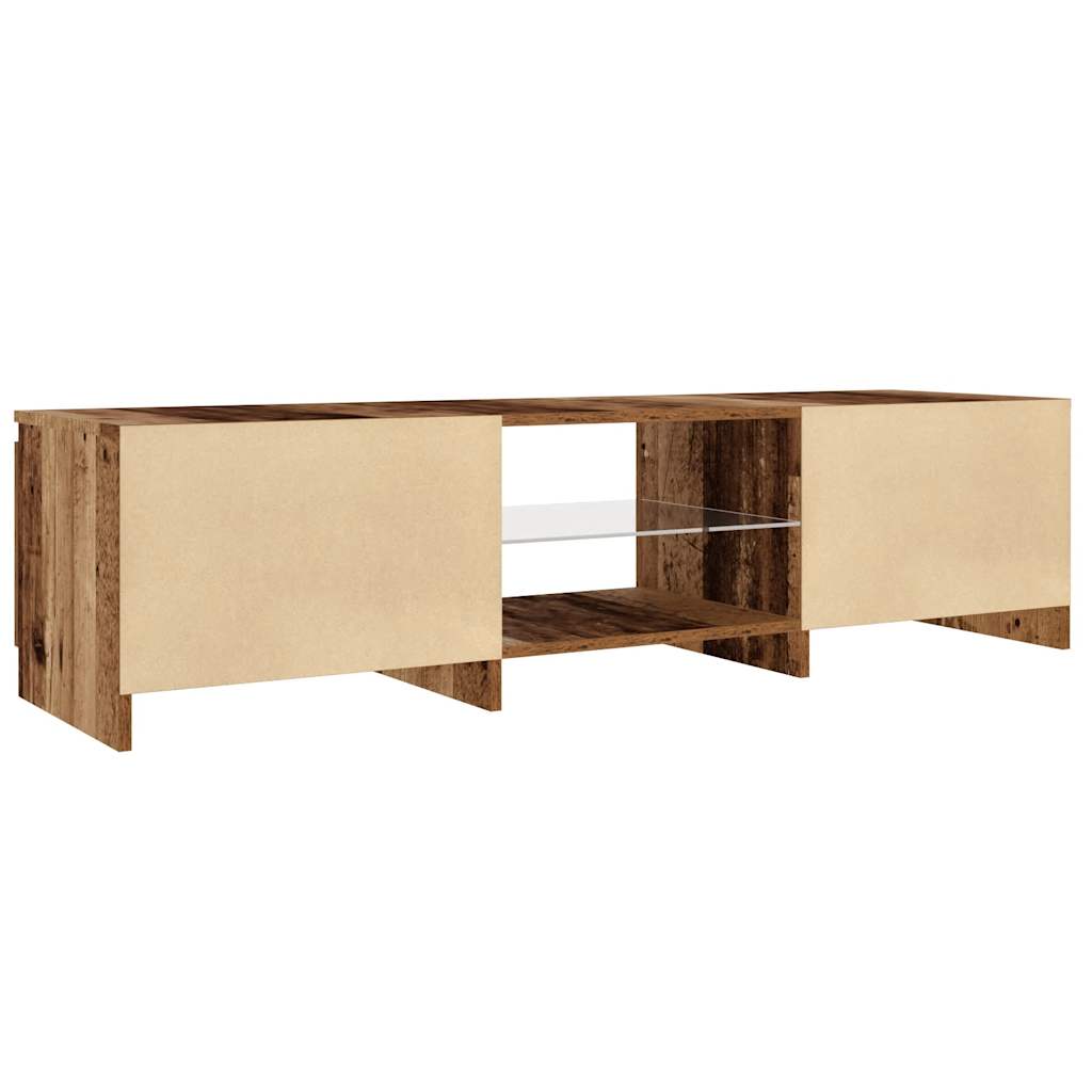 vidaXL Mueble TV luces LED madera ingeniería envejecida 140x40x35,5 cm