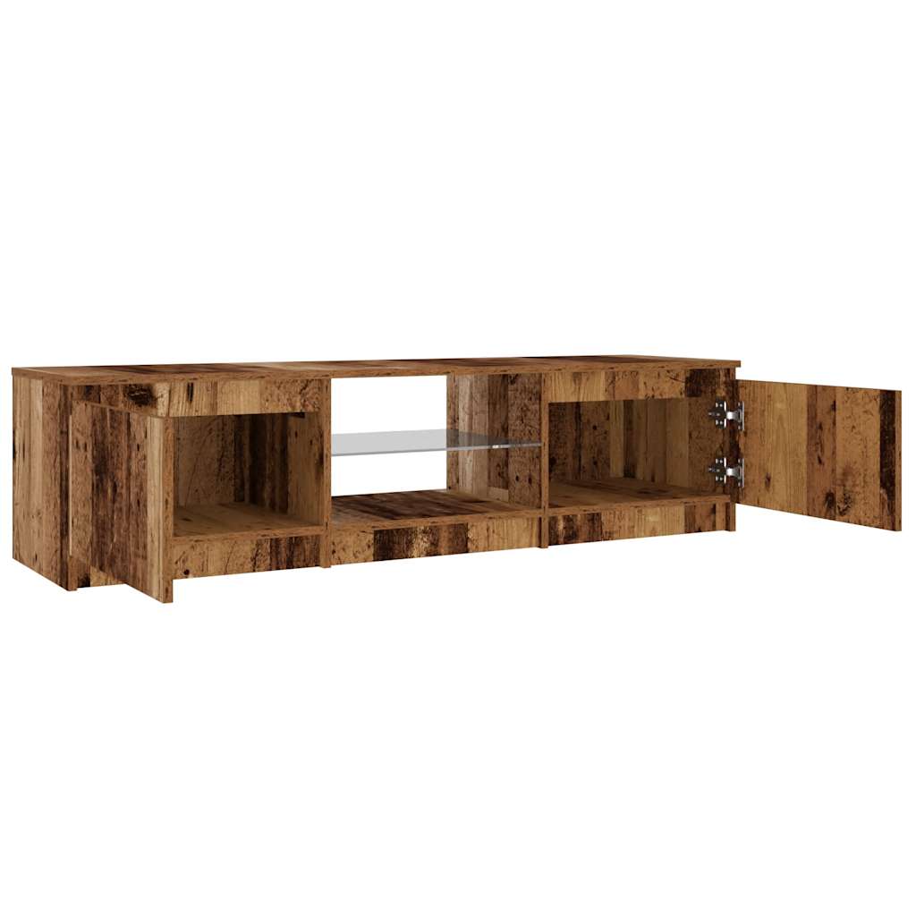 vidaXL Mueble TV luces LED madera ingeniería envejecida 140x40x35,5 cm