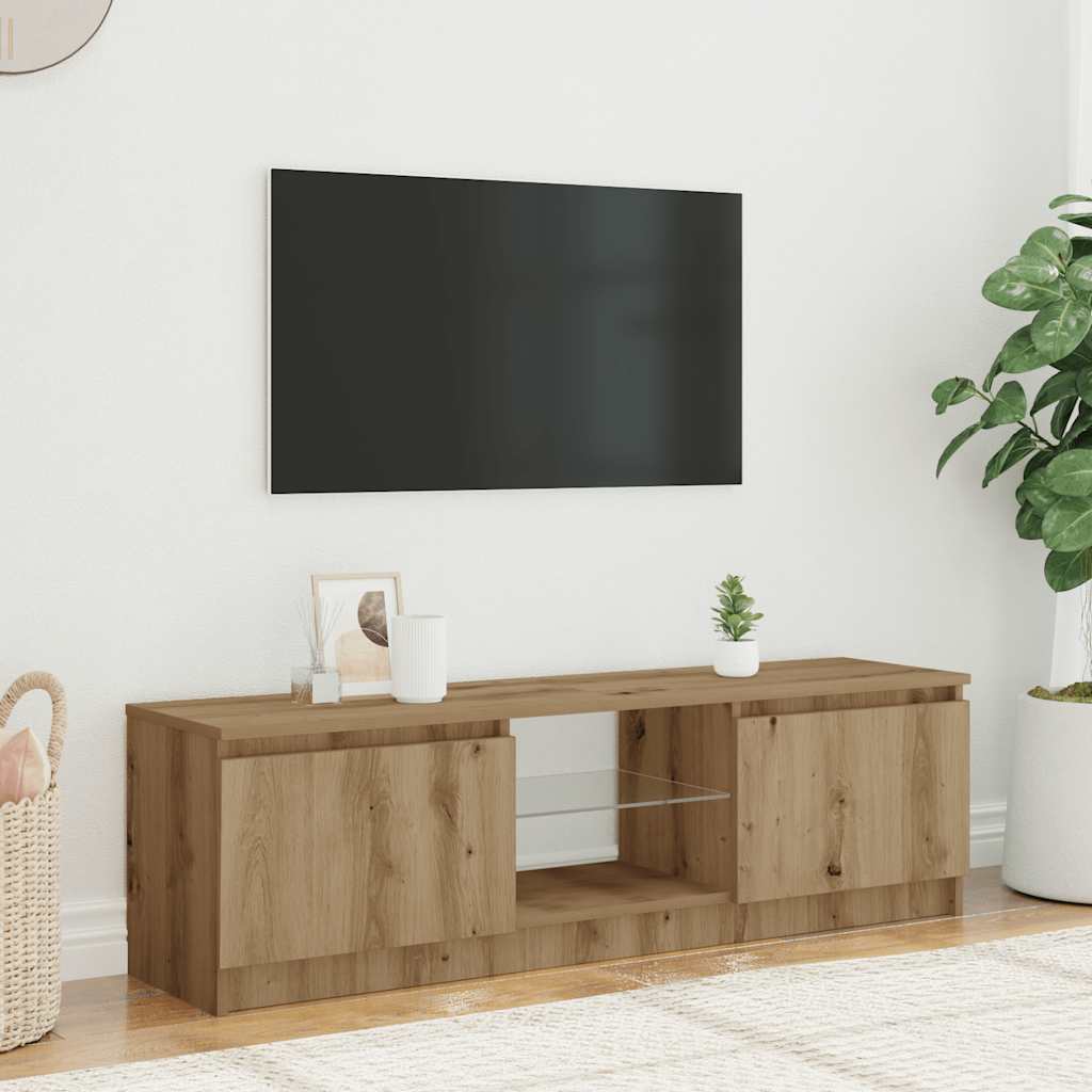 vidaXL Mueble de TV luces LED madera roble artisan 140x40x35,5 cm