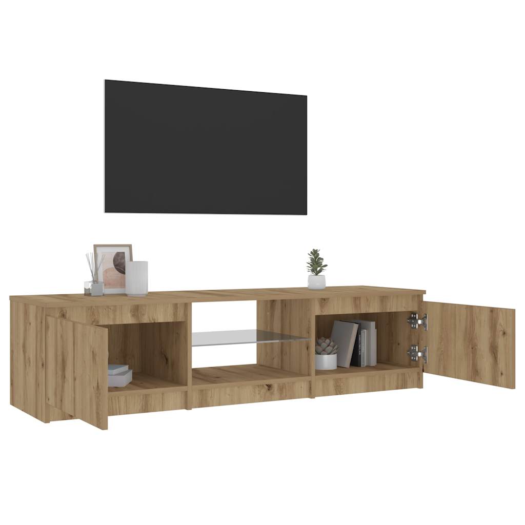 vidaXL Mueble de TV luces LED madera roble artisan 140x40x35,5 cm