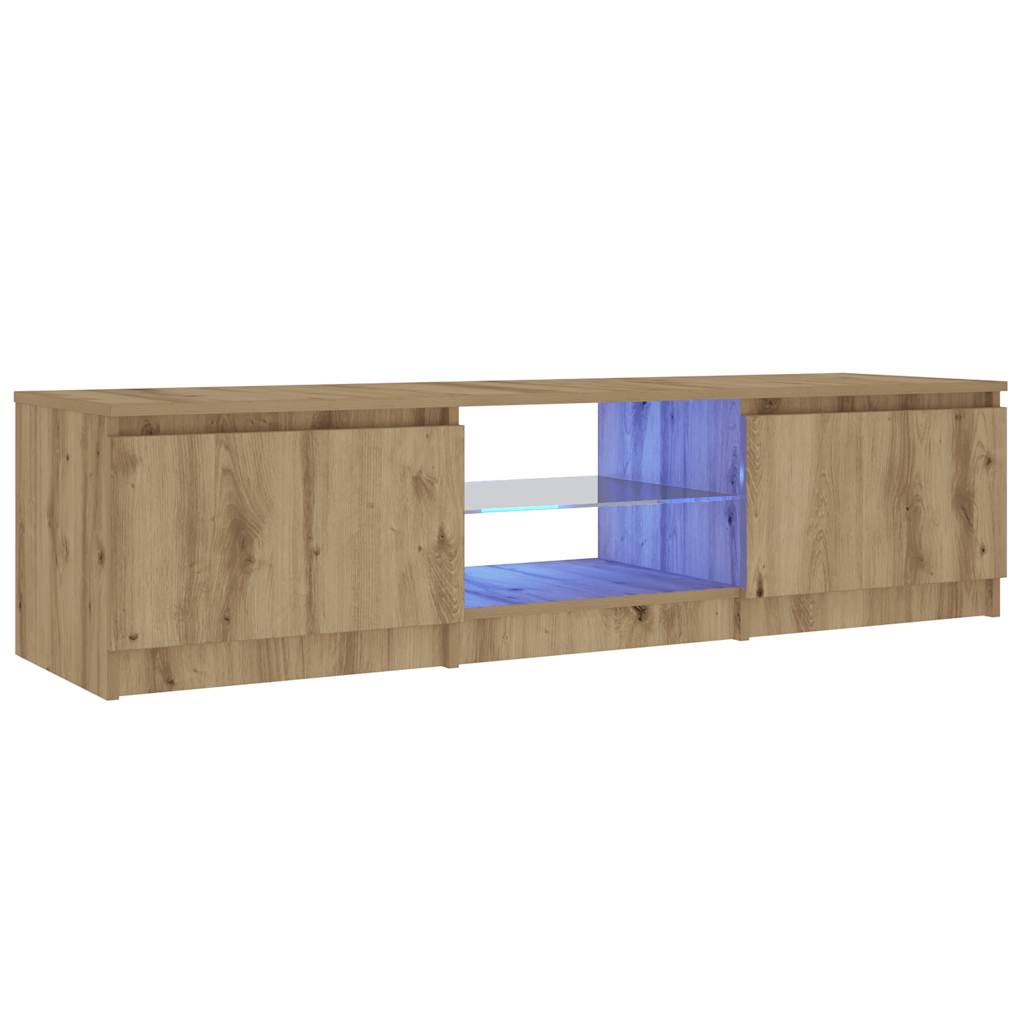 vidaXL Mueble de TV luces LED madera roble artisan 140x40x35,5 cm