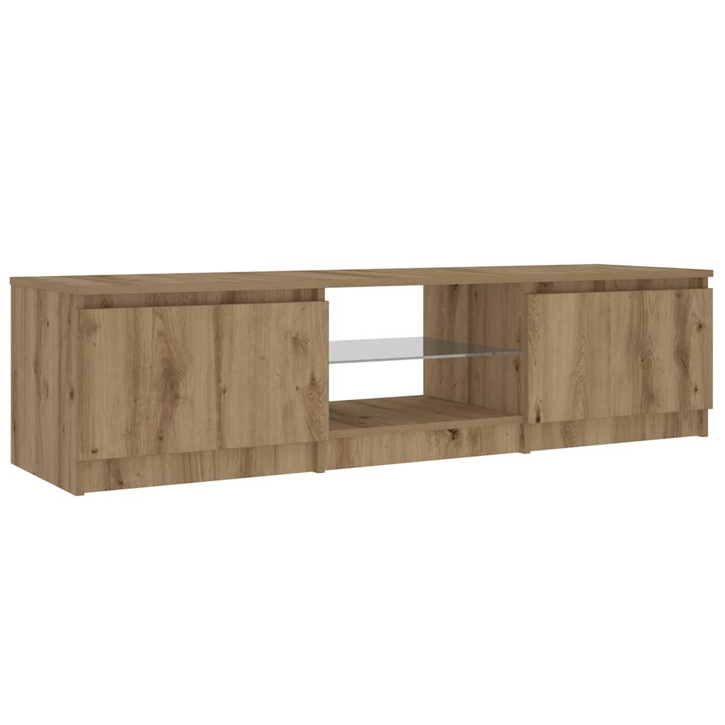 vidaXL Mueble de TV luces LED madera roble artisan 140x40x35,5 cm