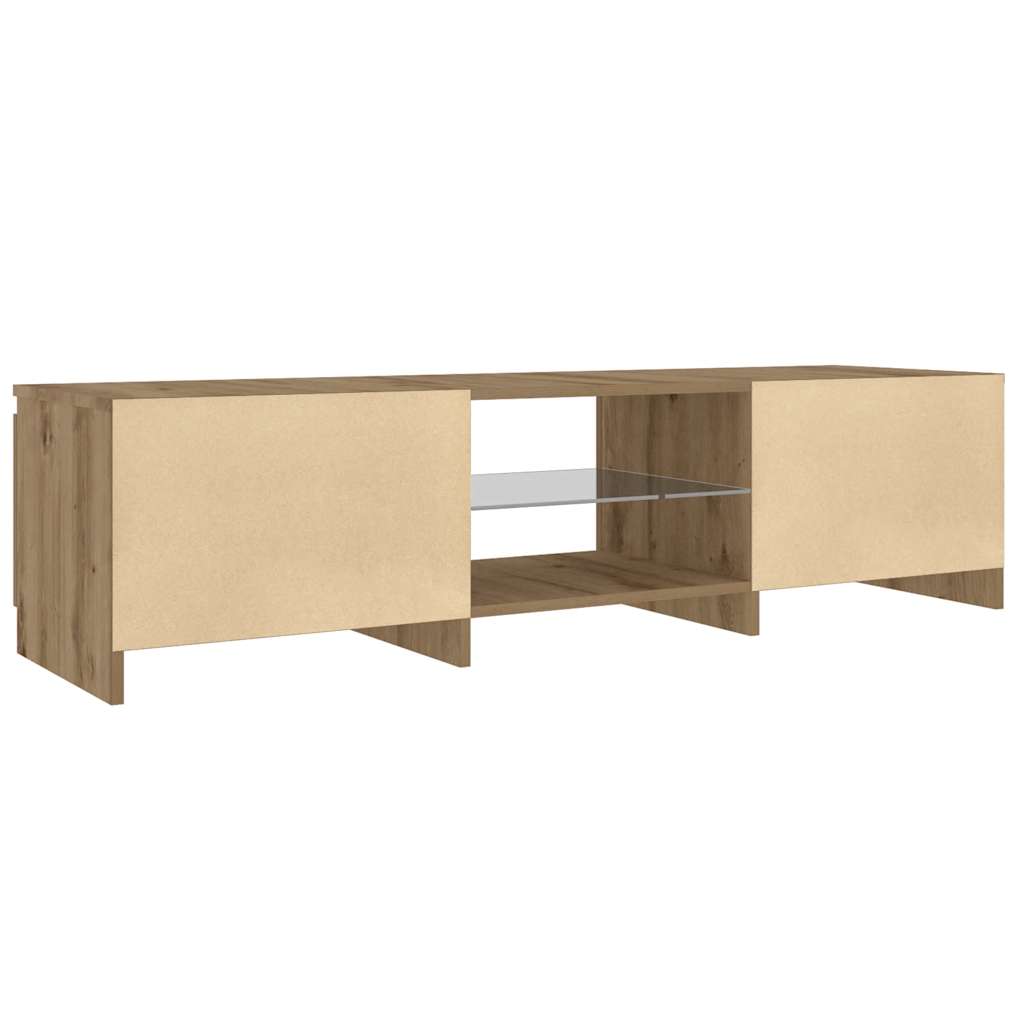 vidaXL Mueble de TV luces LED madera roble artisan 140x40x35,5 cm