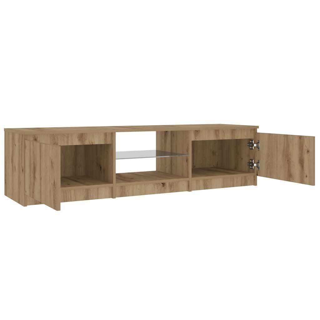 vidaXL Mueble de TV luces LED madera roble artisan 140x40x35,5 cm