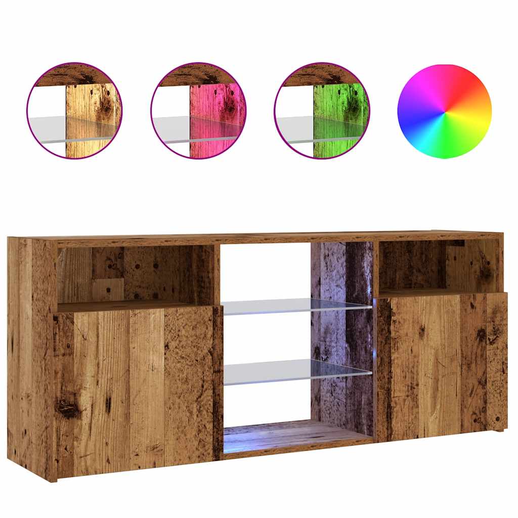 vidaXL Mueble TV luces LED madera ingeniería envejecida 120x30x50 cm