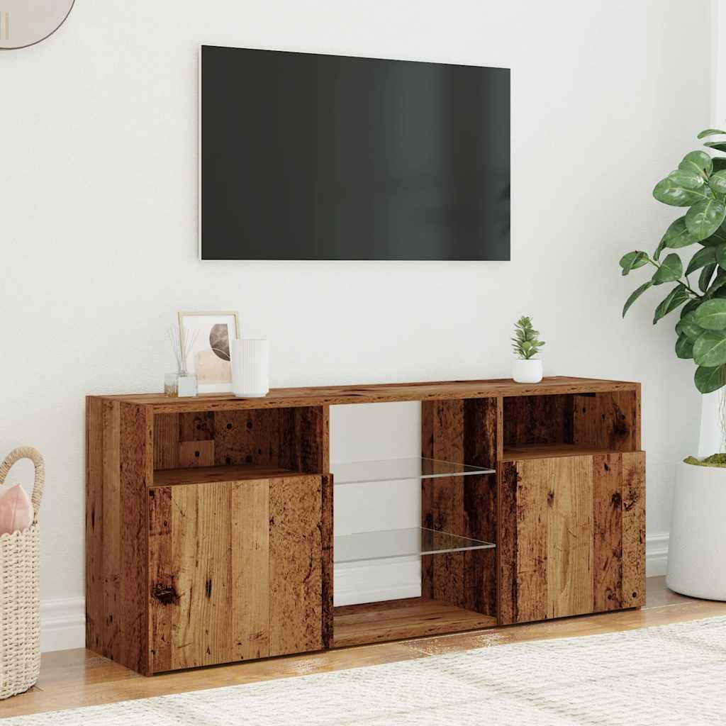 vidaXL Mueble TV luces LED madera ingeniería envejecida 120x30x50 cm