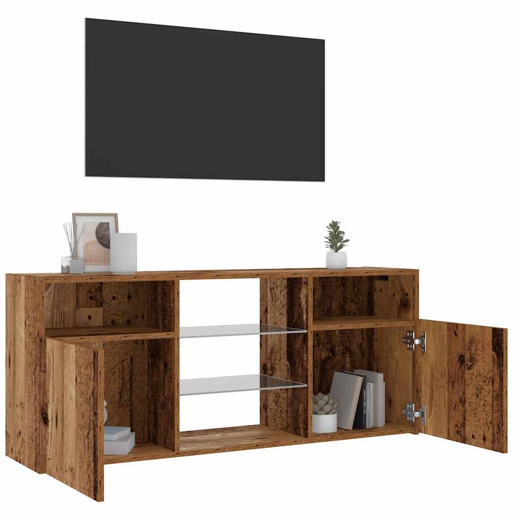 vidaXL Mueble TV luces LED madera ingeniería envejecida 120x30x50 cm