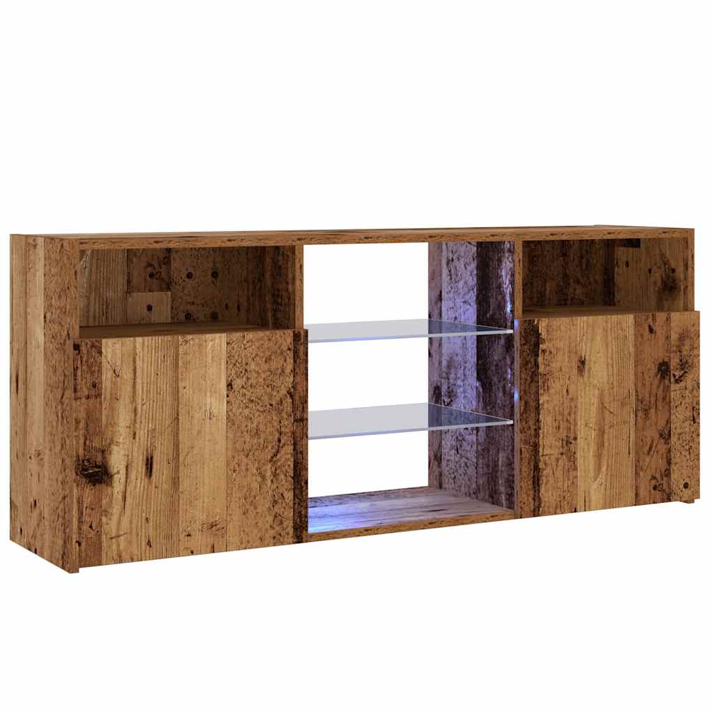 vidaXL Mueble TV luces LED madera ingeniería envejecida 120x30x50 cm