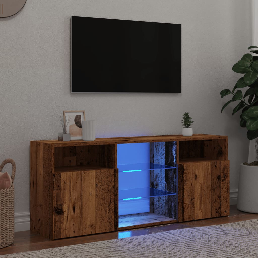 vidaXL Mueble TV luces LED madera ingeniería envejecida 120x30x50 cm