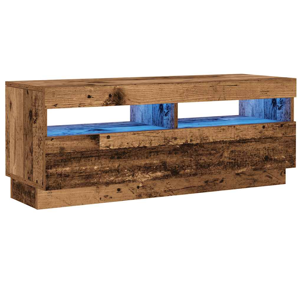 vidaXL Mueble TV luces LED madera ingeniería envejecida 100x35x40 cm