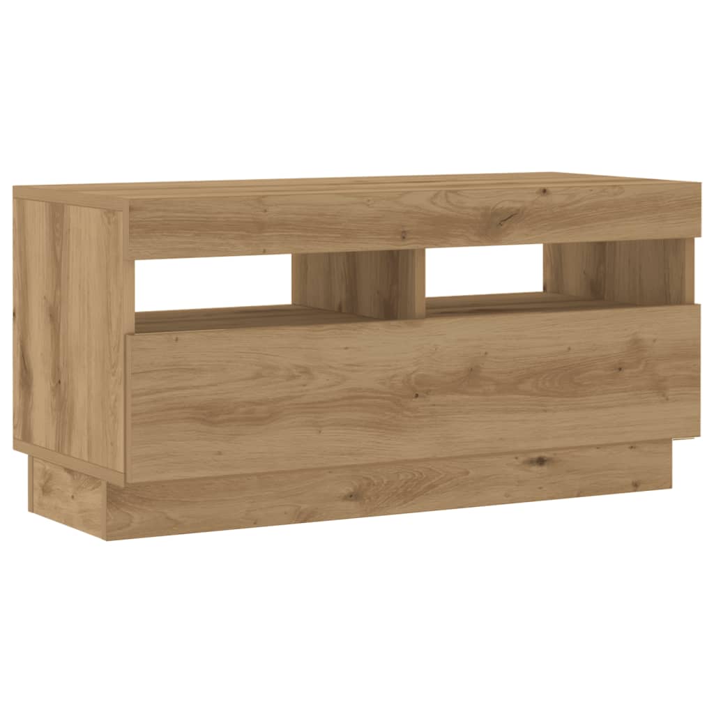 vidaXL Mueble TV luces LED madera ingeniería roble artisan 80x35x40 cm