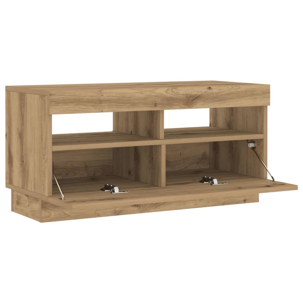 vidaXL Mueble TV luces LED madera ingeniería roble artisan 80x35x40 cm