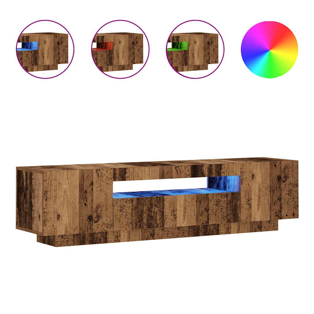 vidaXL Mueble TV luces LED madera ingeniería envejecida 160x35x40 cm