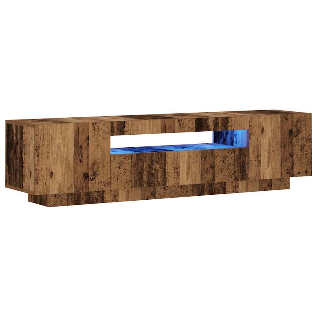 vidaXL Mueble TV luces LED madera ingeniería envejecida 160x35x40 cm