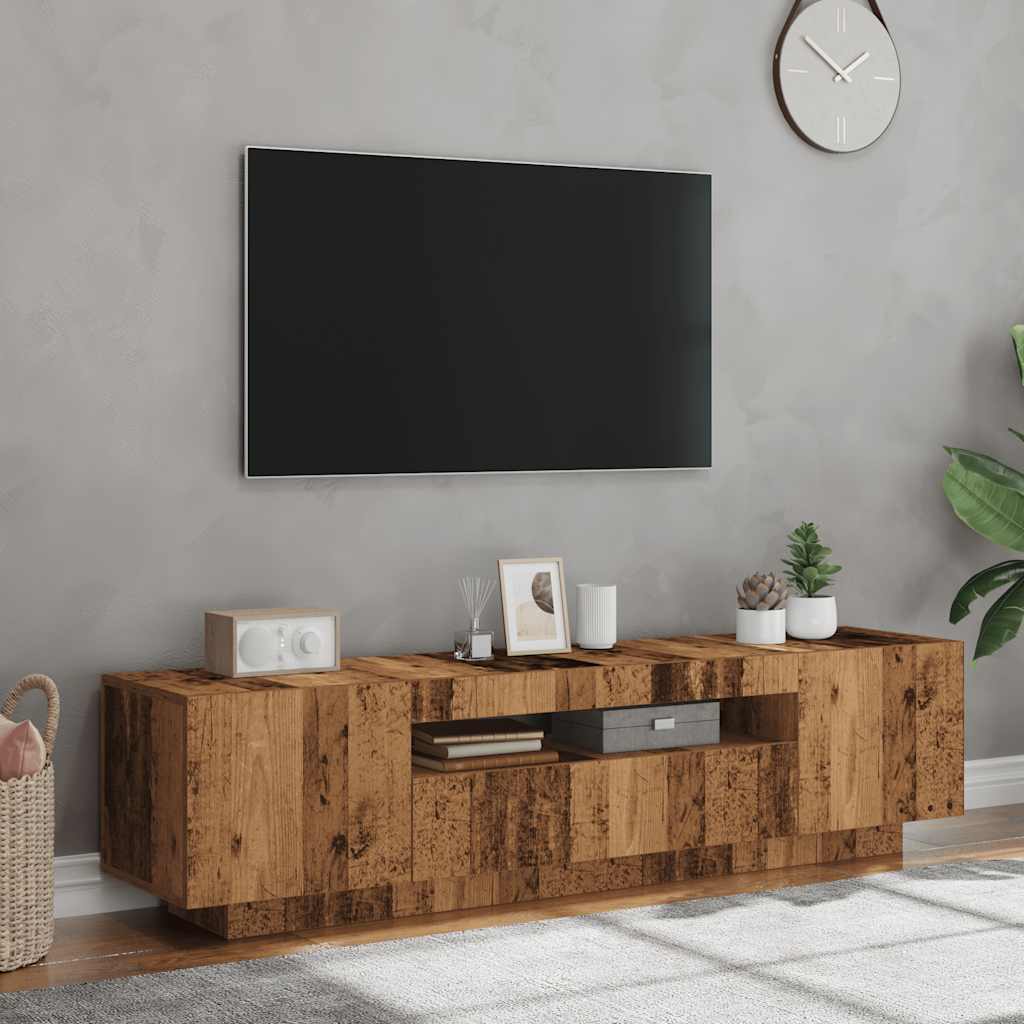 vidaXL Mueble TV luces LED madera ingeniería envejecida 160x35x40 cm