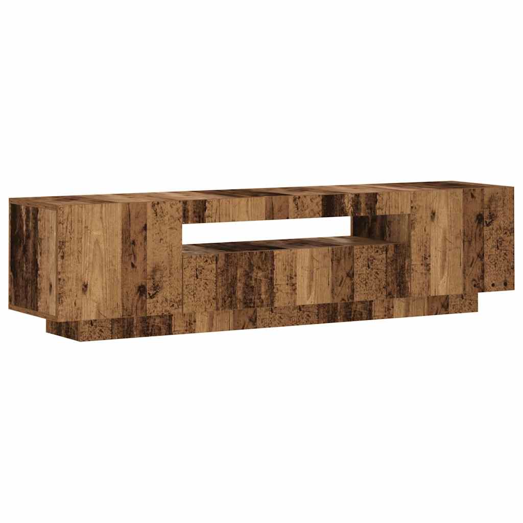 vidaXL Mueble TV luces LED madera ingeniería envejecida 160x35x40 cm