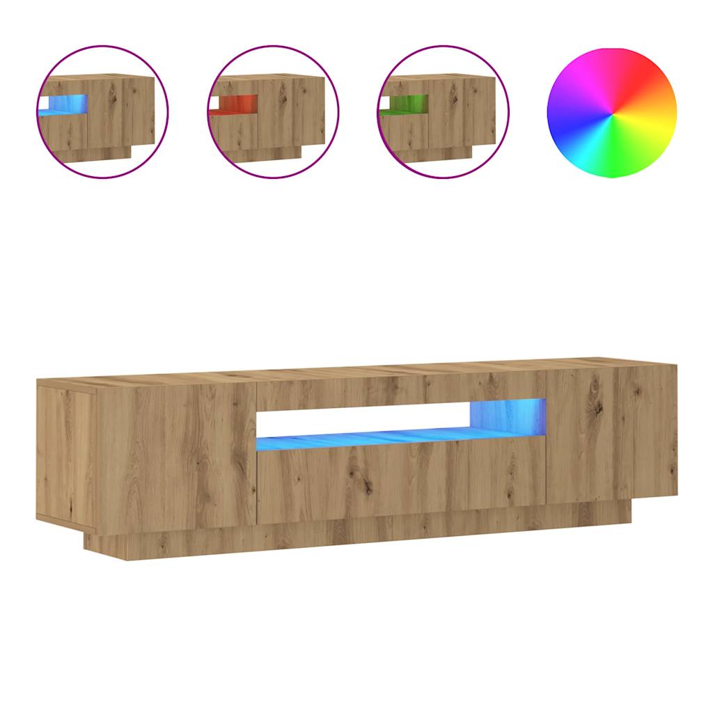 vidaXL Mueble de TV luces LED madera roble artisan 160x35x40 cm