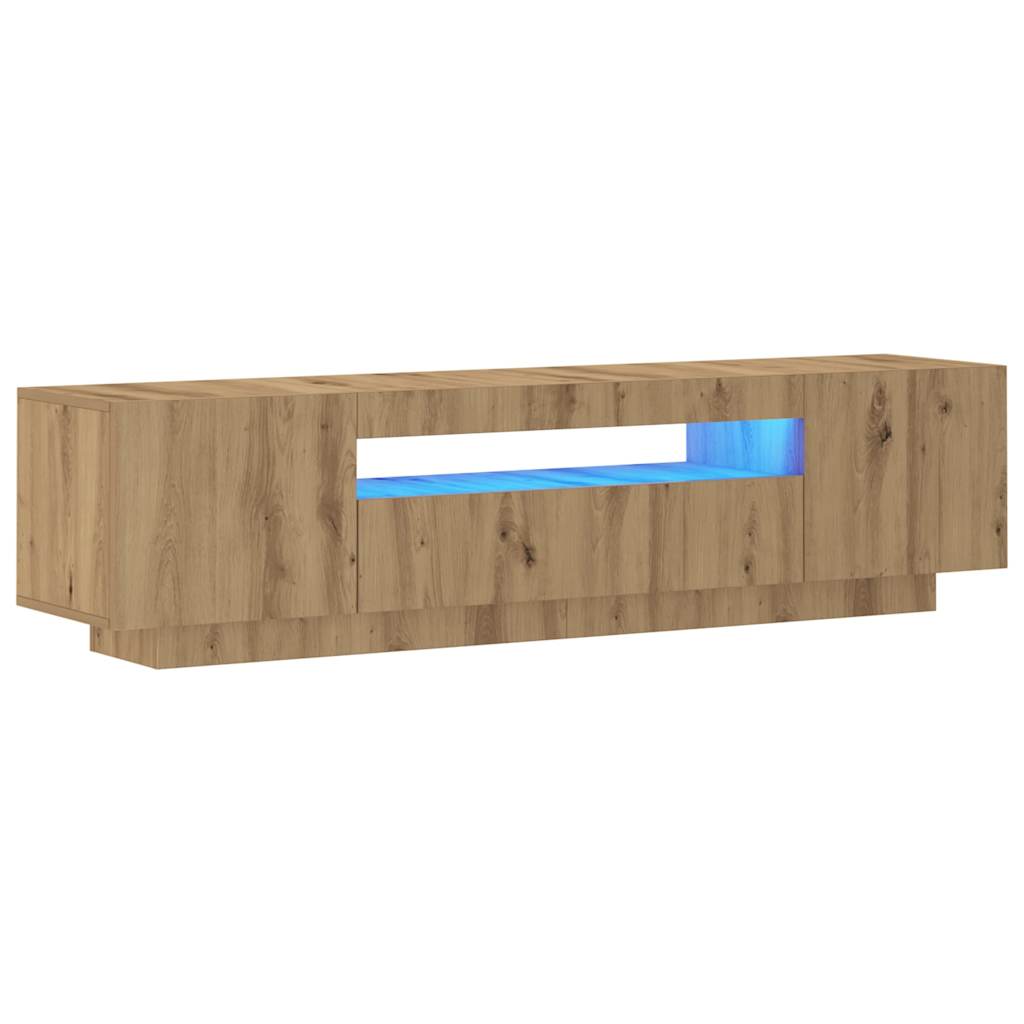 vidaXL Mueble de TV luces LED madera roble artisan 160x35x40 cm