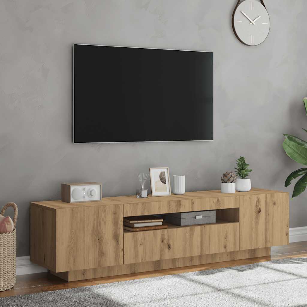 vidaXL Mueble de TV luces LED madera roble artisan 160x35x40 cm