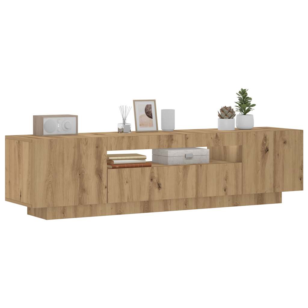 vidaXL Mueble de TV luces LED madera roble artisan 160x35x40 cm