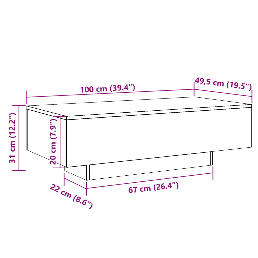 vidaXL Mesa de centro madera de ingeniería envejecida 100x49,5x31 cm