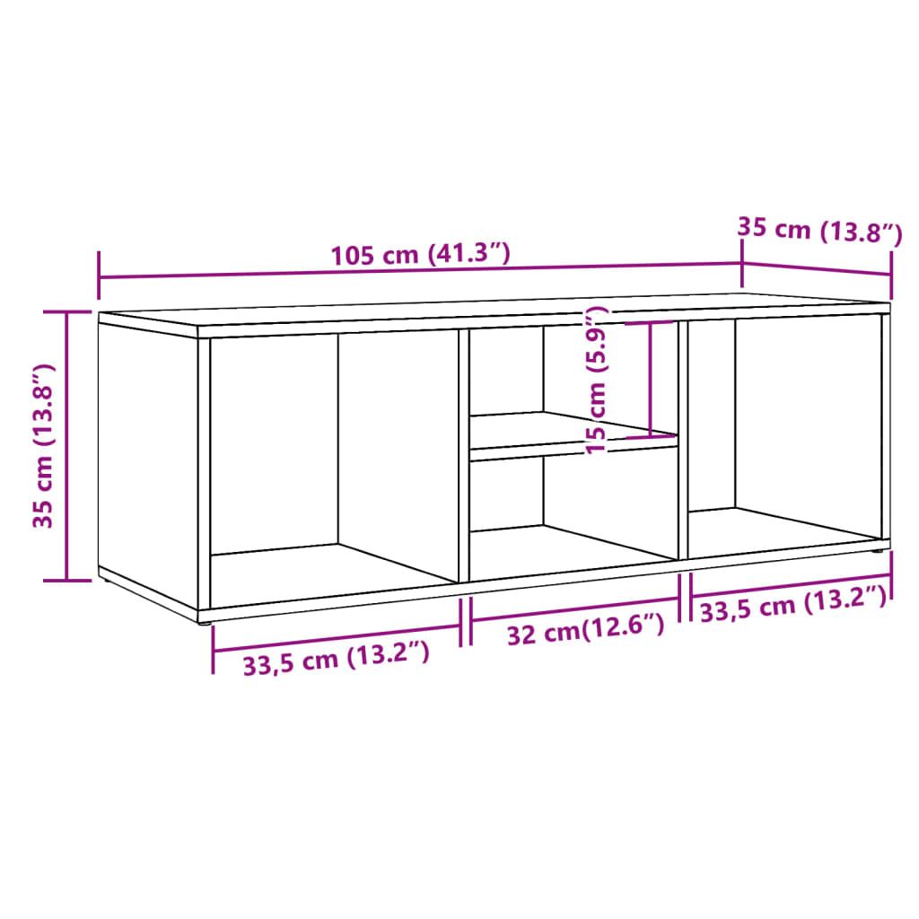 vidaXL Banco zapatero de madera de ingeniería envejecida 105x35x35 cm