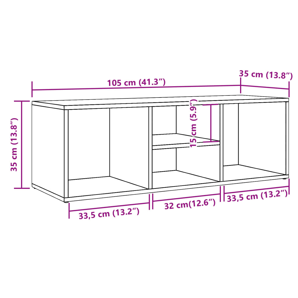 vidaXL Banco zapatero madera ingeniería roble artisan 105x35x35 cm