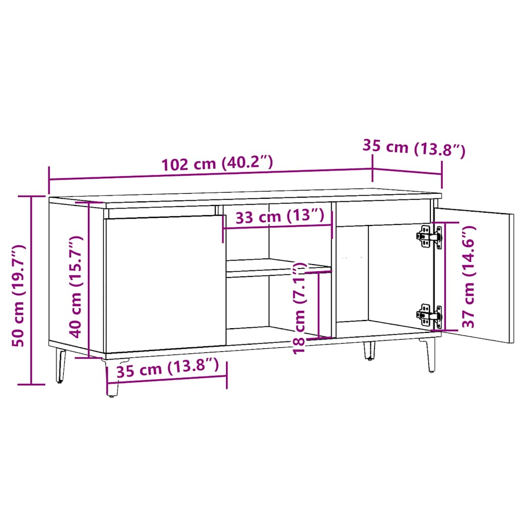 vidaXL Mueble de TV madera ingeniería madera envejecida 102x35x50 cm