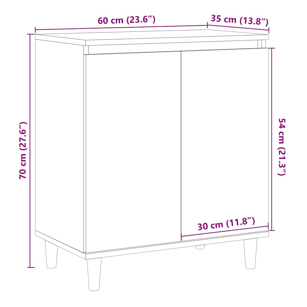 vidaXL Aparador madera contrachapada roble artisian 60x35x70 cm