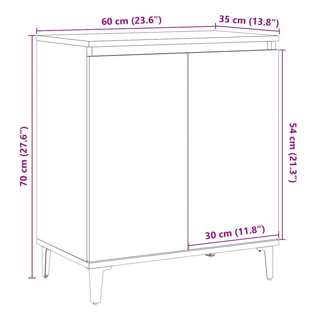 vidaXL Aparador de madera contrachapada envejecida 60x35x70 cm