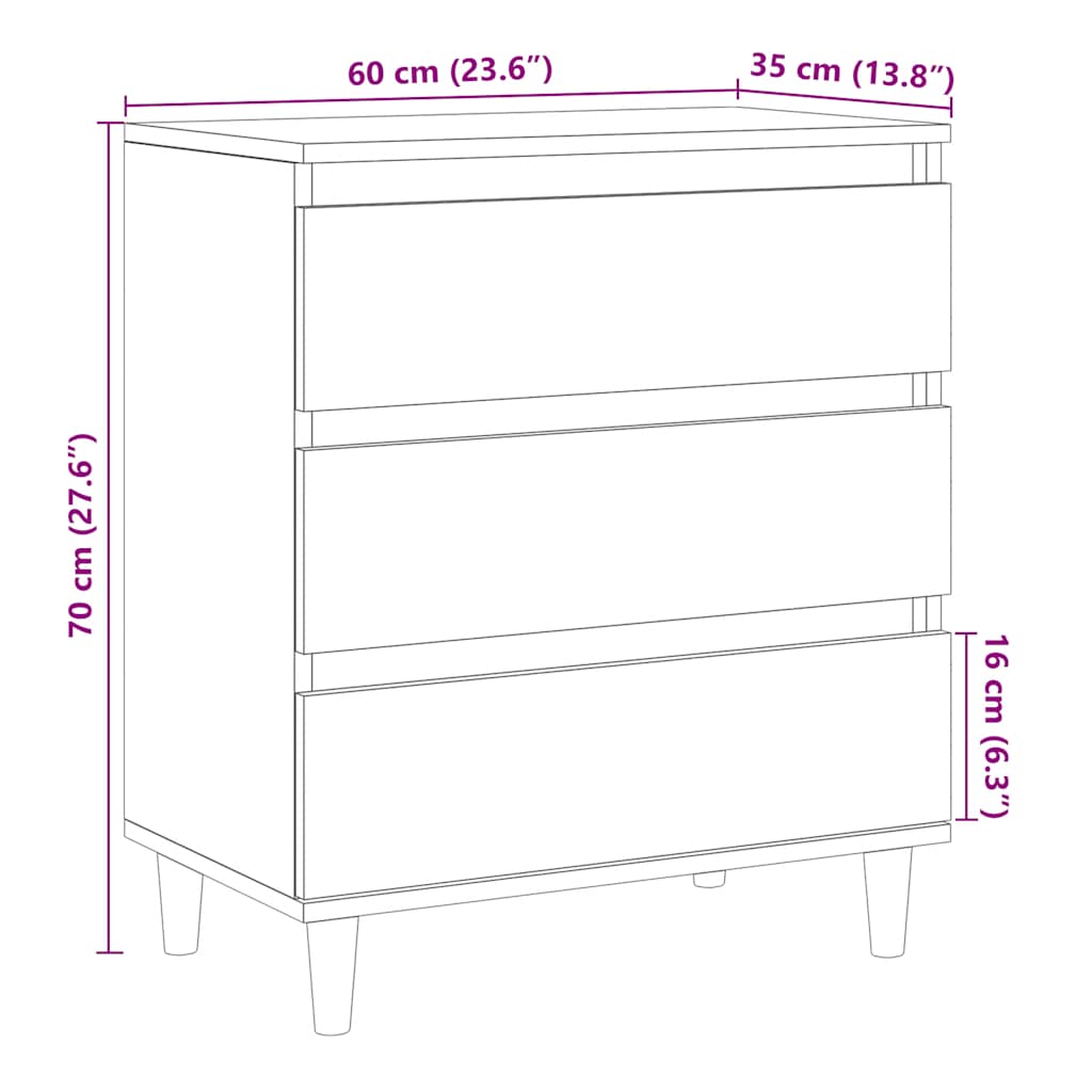 vidaXL Aparador de madera contrachapada envejecida 60x35x70 cm