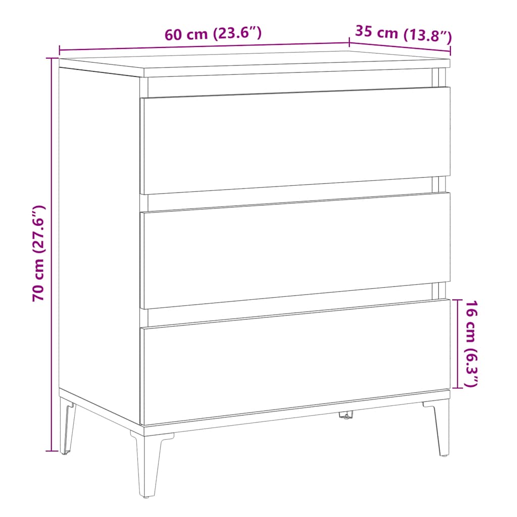 vidaXL Aparador de madera contrachapada envejecida 60x35x70 cm