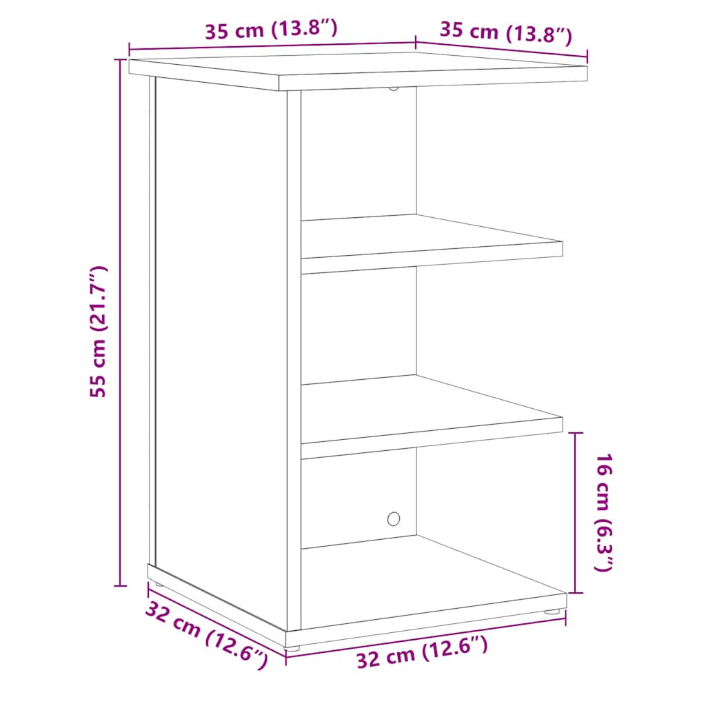 vidaXL Aparador de madera de ingeniería roble artisan 35x35x55 cm