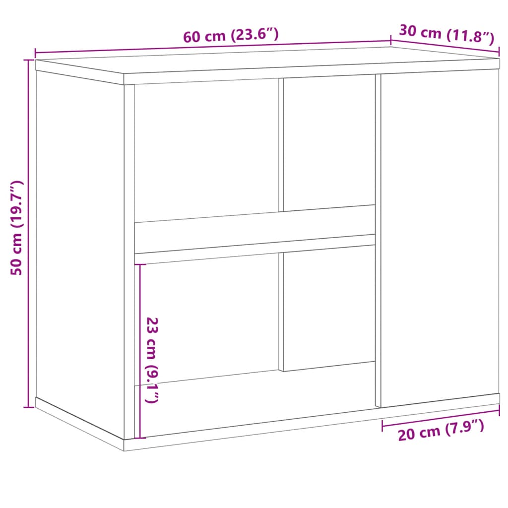 vidaXL Armario auxiliar madera de ingeniería envejecida 60x30x50 cm