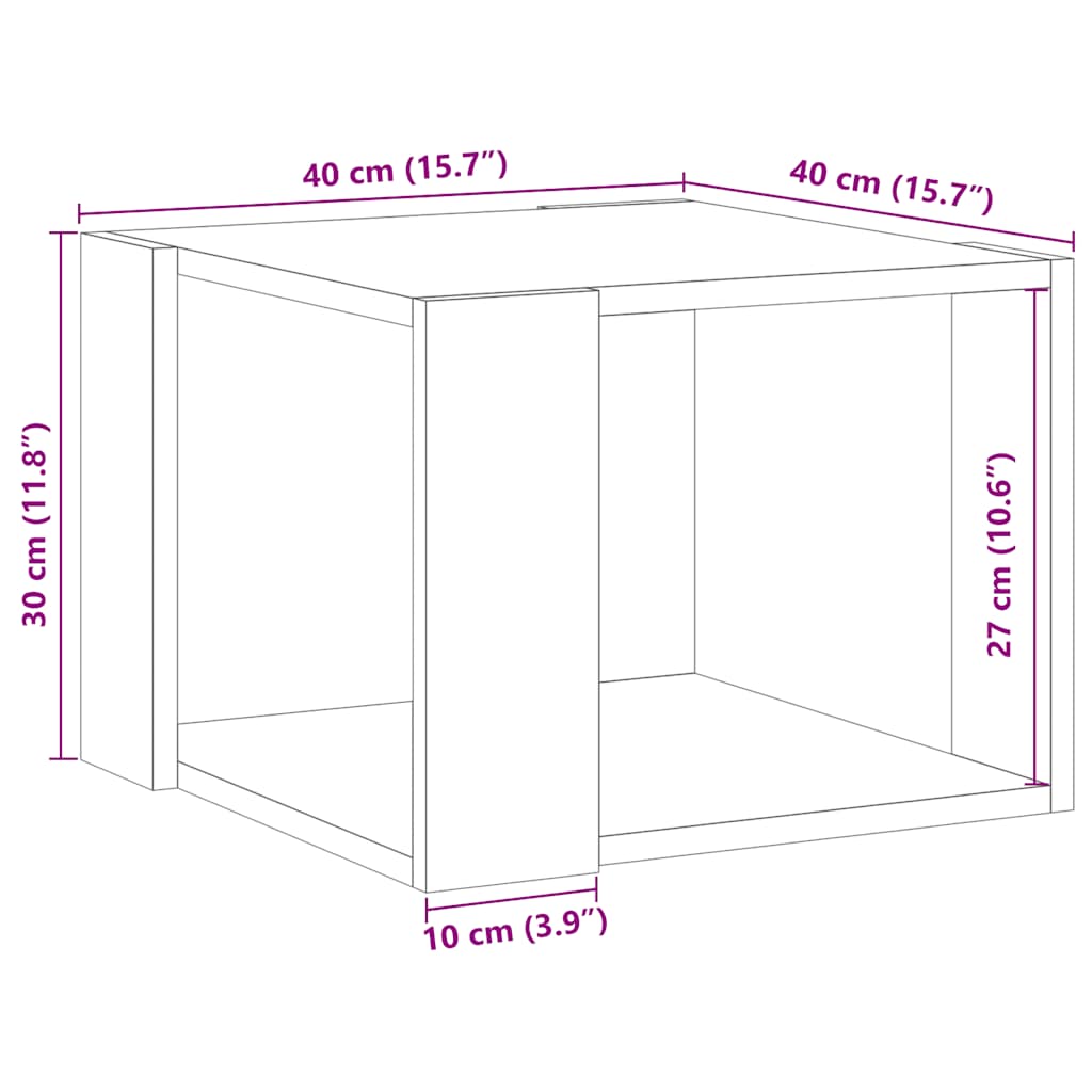 vidaXL Mesa de centro de madera contrachapada envejecida 40x40x30 cm