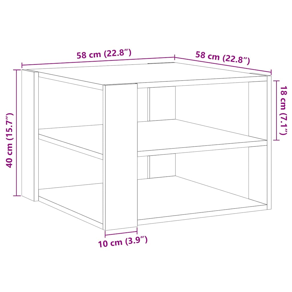 vidaXL Set mesas de centro madera ingeniería envejecida 58x58x40 cm