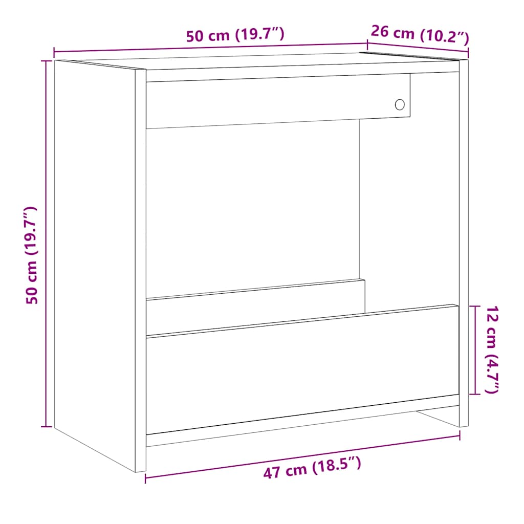 vidaXL Mesa auxiliar de madera contrachapada envejecida 50x26x50 cm