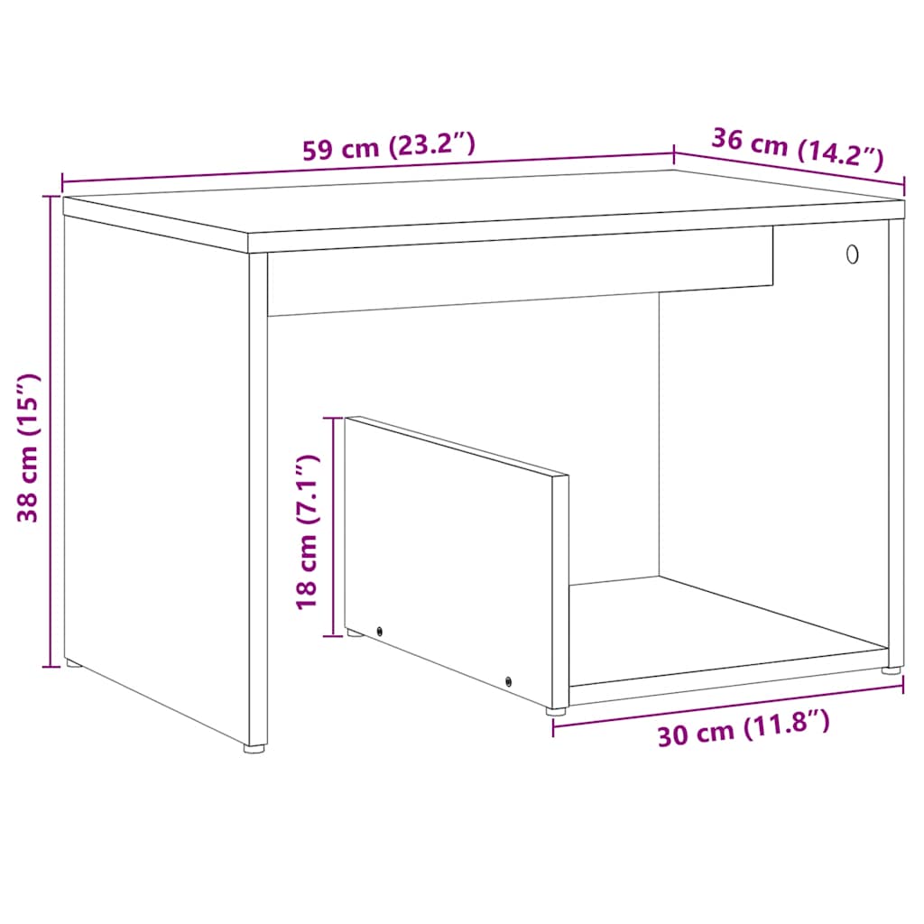 vidaXL Mesa auxiliar de madera de ingeniería roble artisan 59x36x38 cm