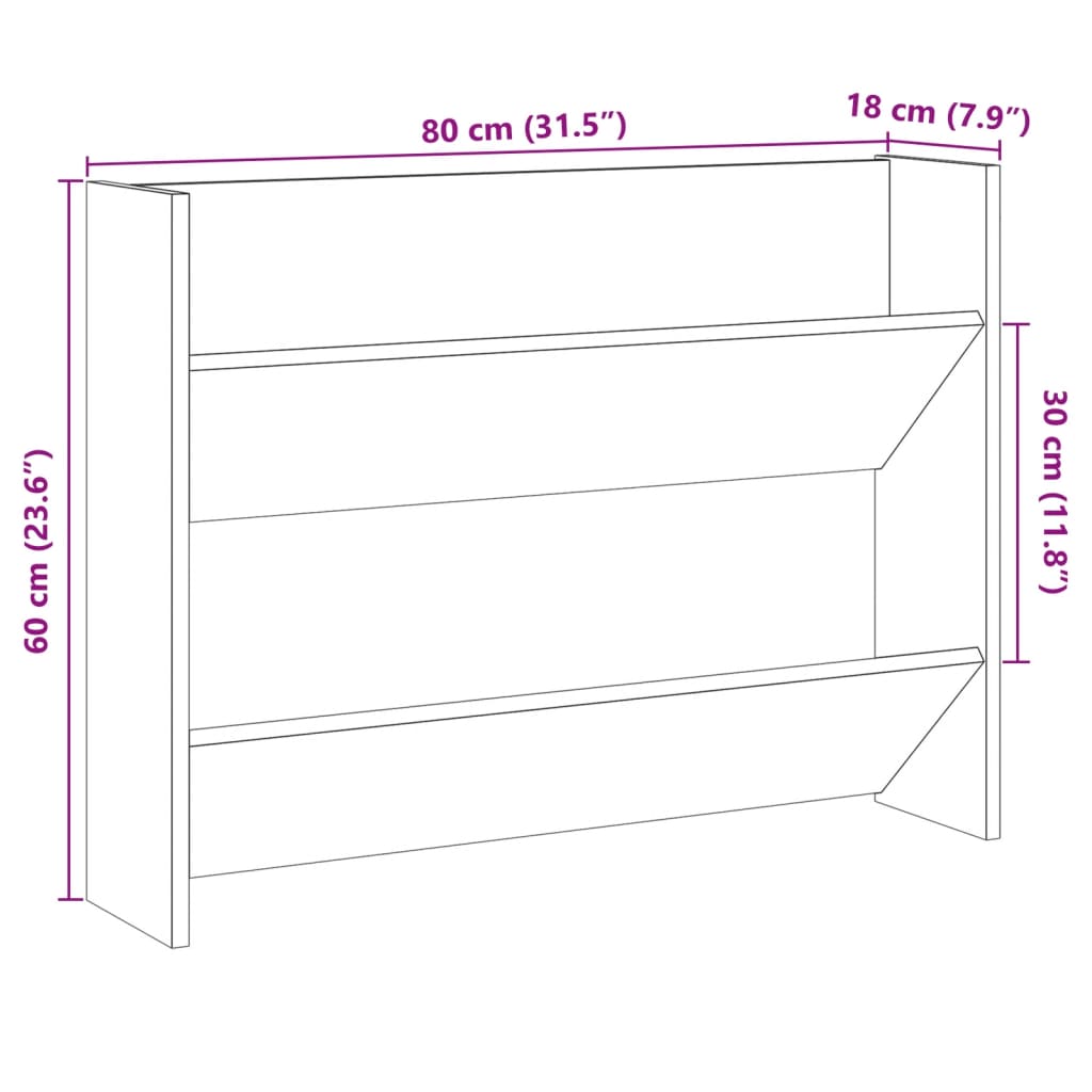 vidaXL Zapatero de pared madera ingeniería roble artisan 80x18x60 cm