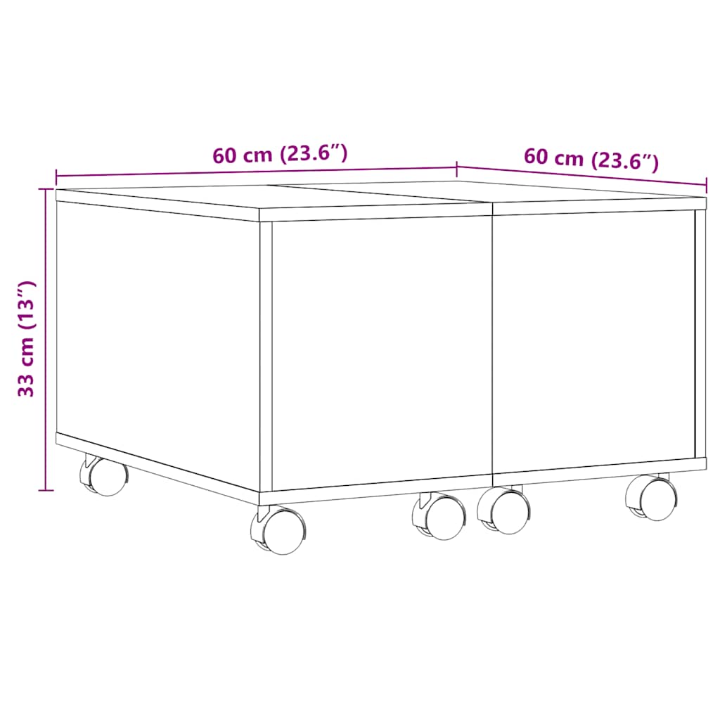 vidaXL Mesa de centro madera de ingeniería envejecida 60x60x38 cm