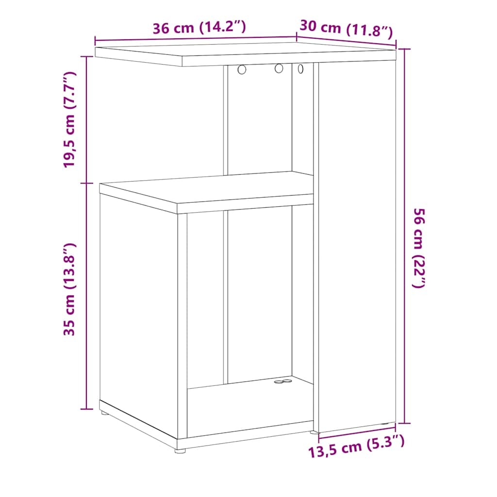 vidaXL Mesa auxiliar de madera contrachapada envejecida 36x30x56 cm