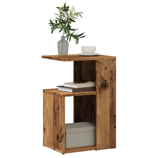 vidaXL Mesa auxiliar de madera contrachapada envejecida 36x30x56 cm