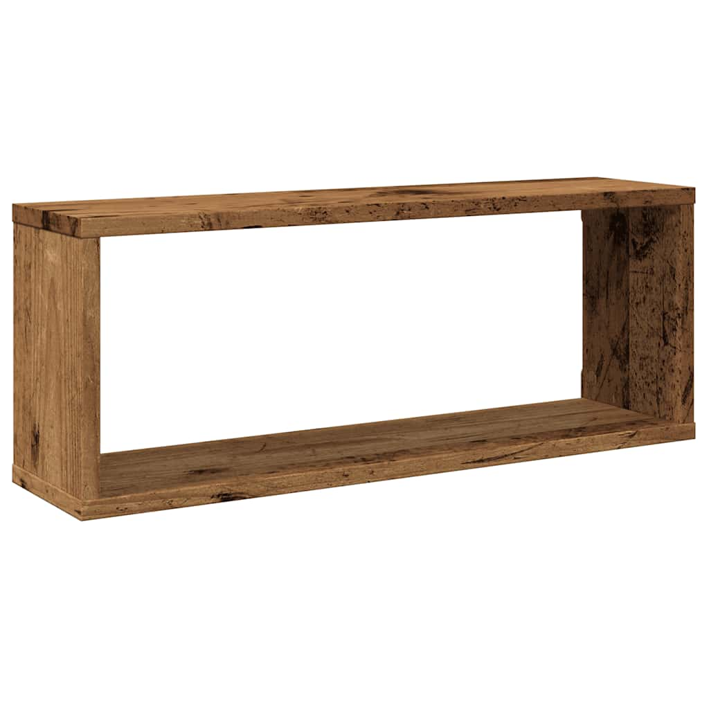 vidaXL Estantes cubo de pared 2 uds madera envejecida 60x15x23 cm