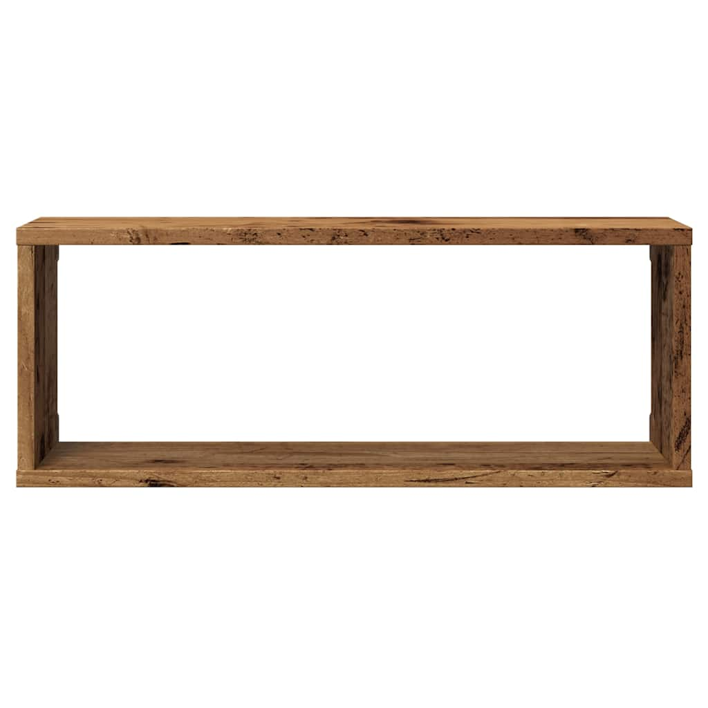 vidaXL Estantes cubo de pared 2 uds madera envejecida 60x15x23 cm