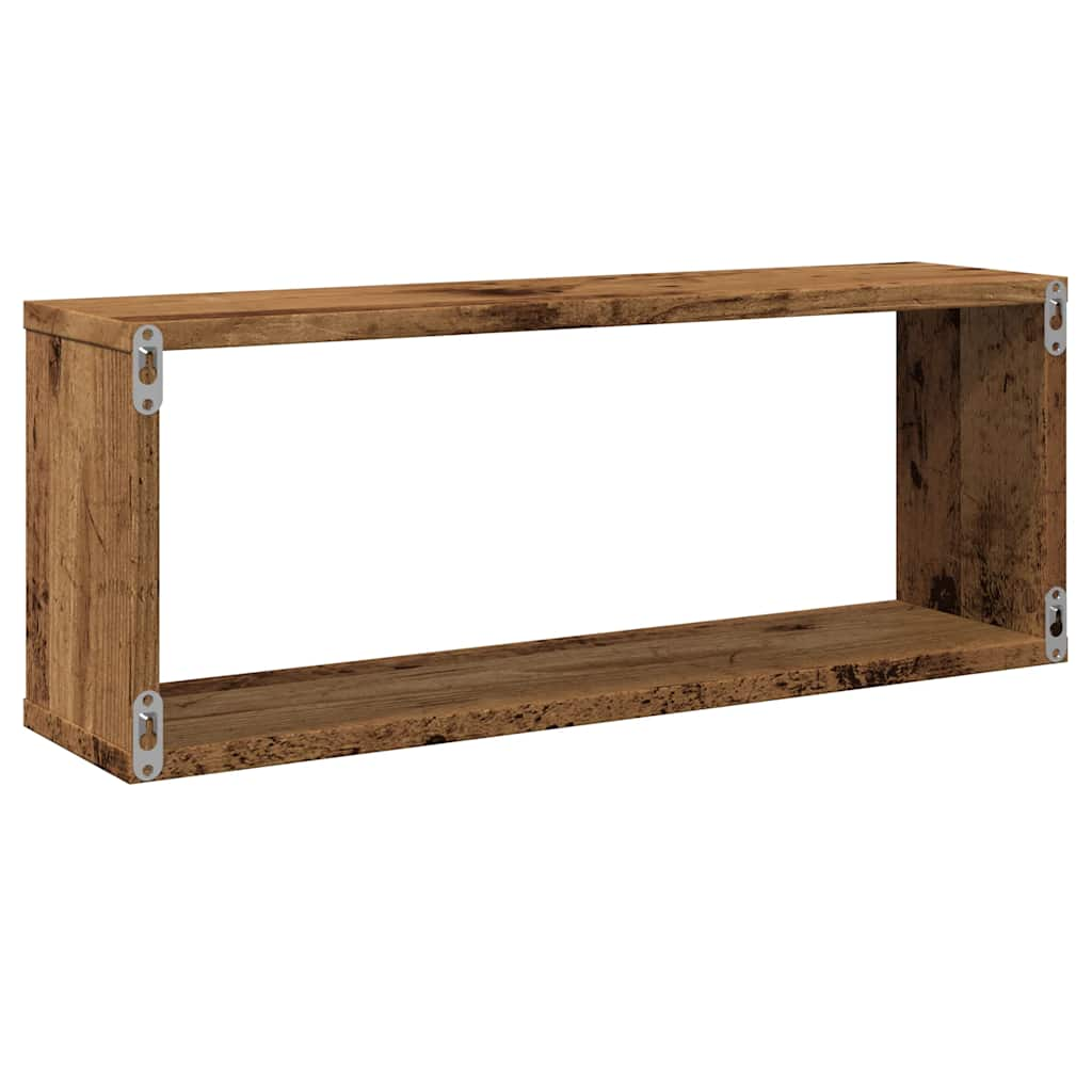 vidaXL Estantes cubo de pared 2 uds madera envejecida 60x15x23 cm