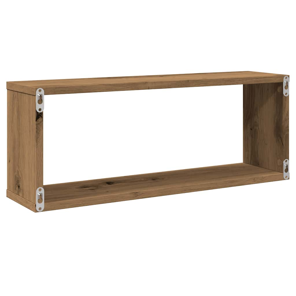 vidaXL Estantes cubo de pared 2 uds madera roble artisan 60x15x23 cm